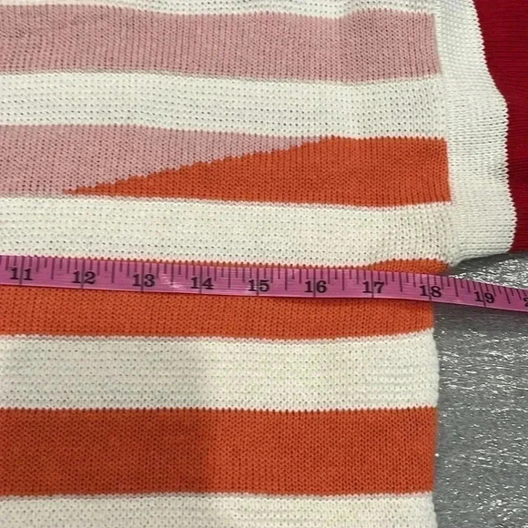 [34/S]Lacoste Red/Pink Mixed Colours Linen Blend Knit Mid Sleeve Scoop  Sweater - Picture 8 of 10